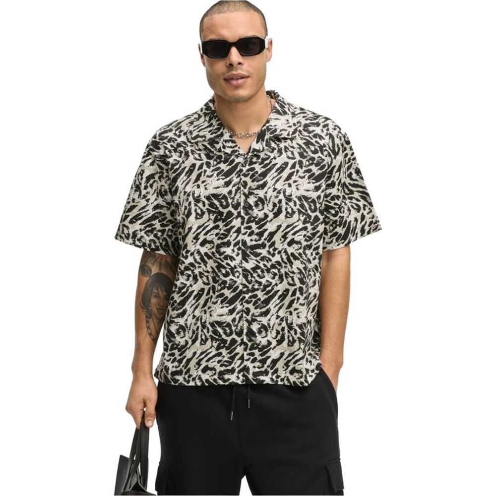 Mode Of One Mens Leopard Print Button Up Shirt, NWT